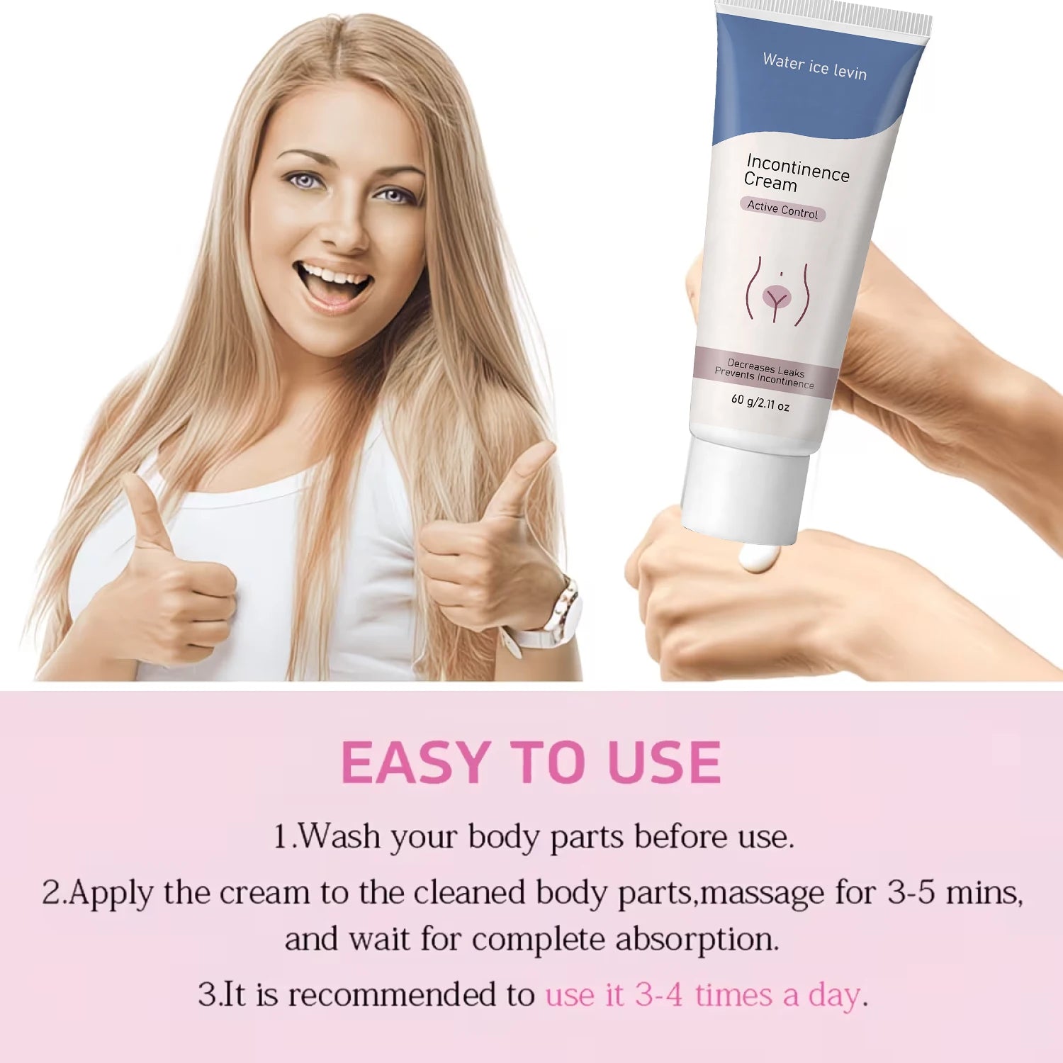 Active Control Incontinence Care Cream with Collagen, Gentle Moisturizing Intimate Skin Cream Qme