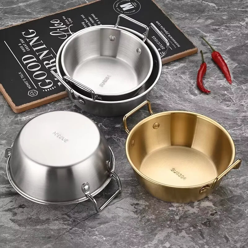 304 Stainless Steel Double Ear Snack Plate Gold and Silver Seasoning Sauce Dipping, Pickle Plate Qme