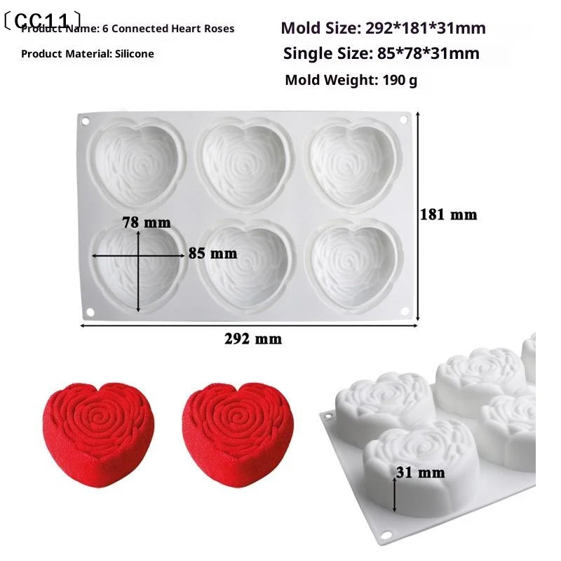Rose Shape Silicone Cake Mold Mousse Pastry Valentine's Day Party Qme