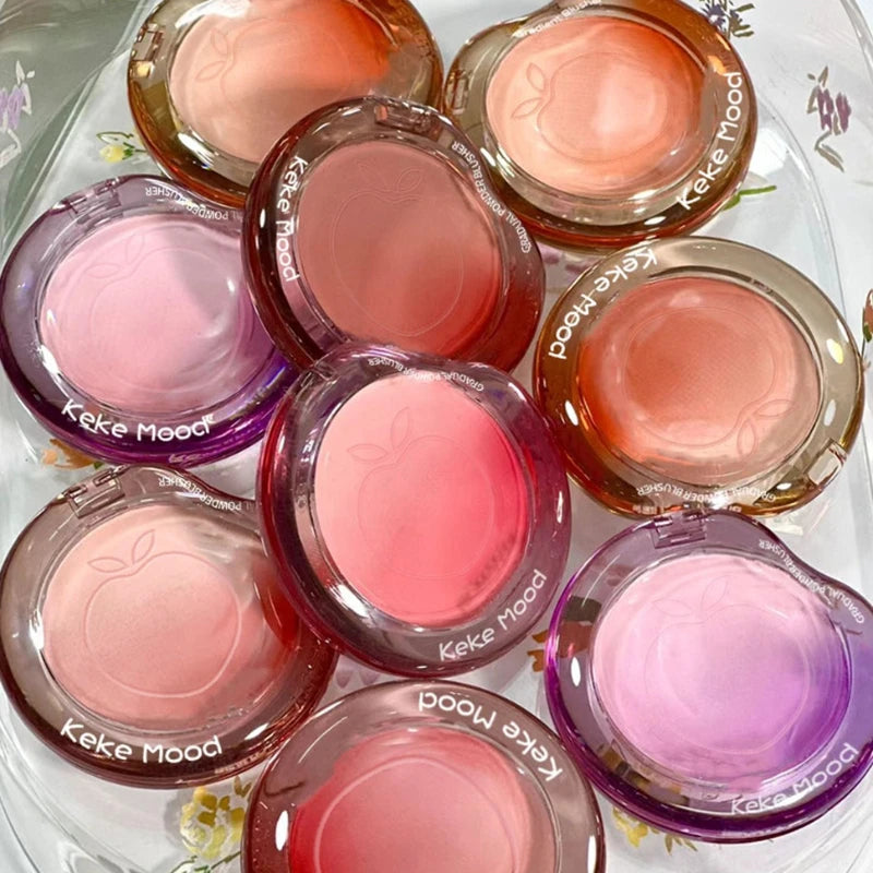 Peach Pink Blusher Matte Purple Cheek Tint Blush Makeup Lasting Brighten Facial Silky Smoothness Rouge Powder Palette Cosmetics Qme