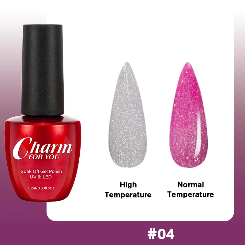 Thermochromic Diamond Glue Changing Nail Art Polish Sparkle Shimmer Qme 04