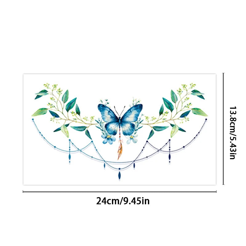 Large-size body art temporary tattoo, sexy chest, colorful flower and butterfly stickers, waterproof fake tattoo to cover scars. Qme BC-069