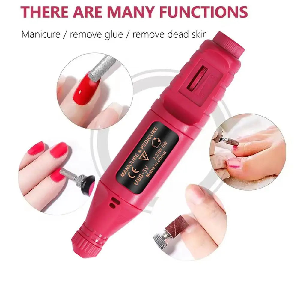 Nail Drill Electric File Acrylic Nails Remove Gel Rechargeable Qme