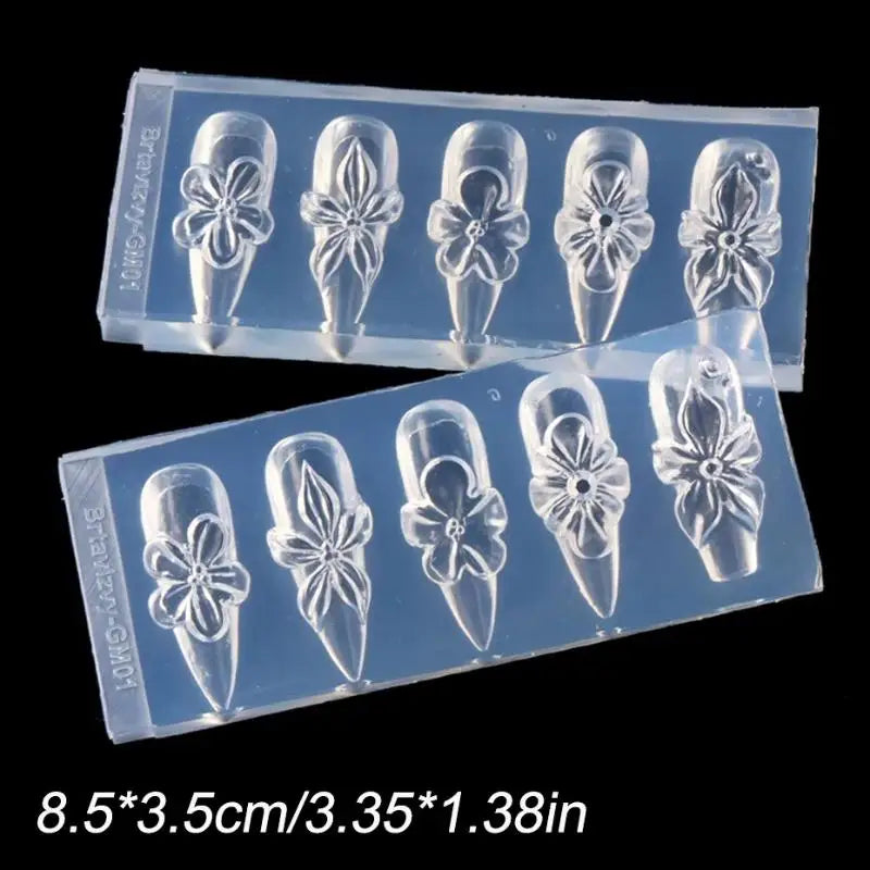 Silicone 3D Hibiscus Flower Nail Mold Resin Art DIY Designs Qme