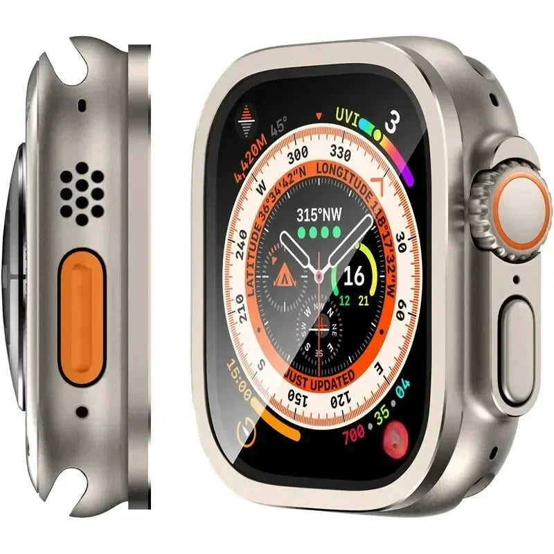 Tempered Glass for Apple Watch Ultra 2 49mm Screen Protector Metal Frame Anti-Scratch for IWatch Series Ultra 49 mm Accessories Qme