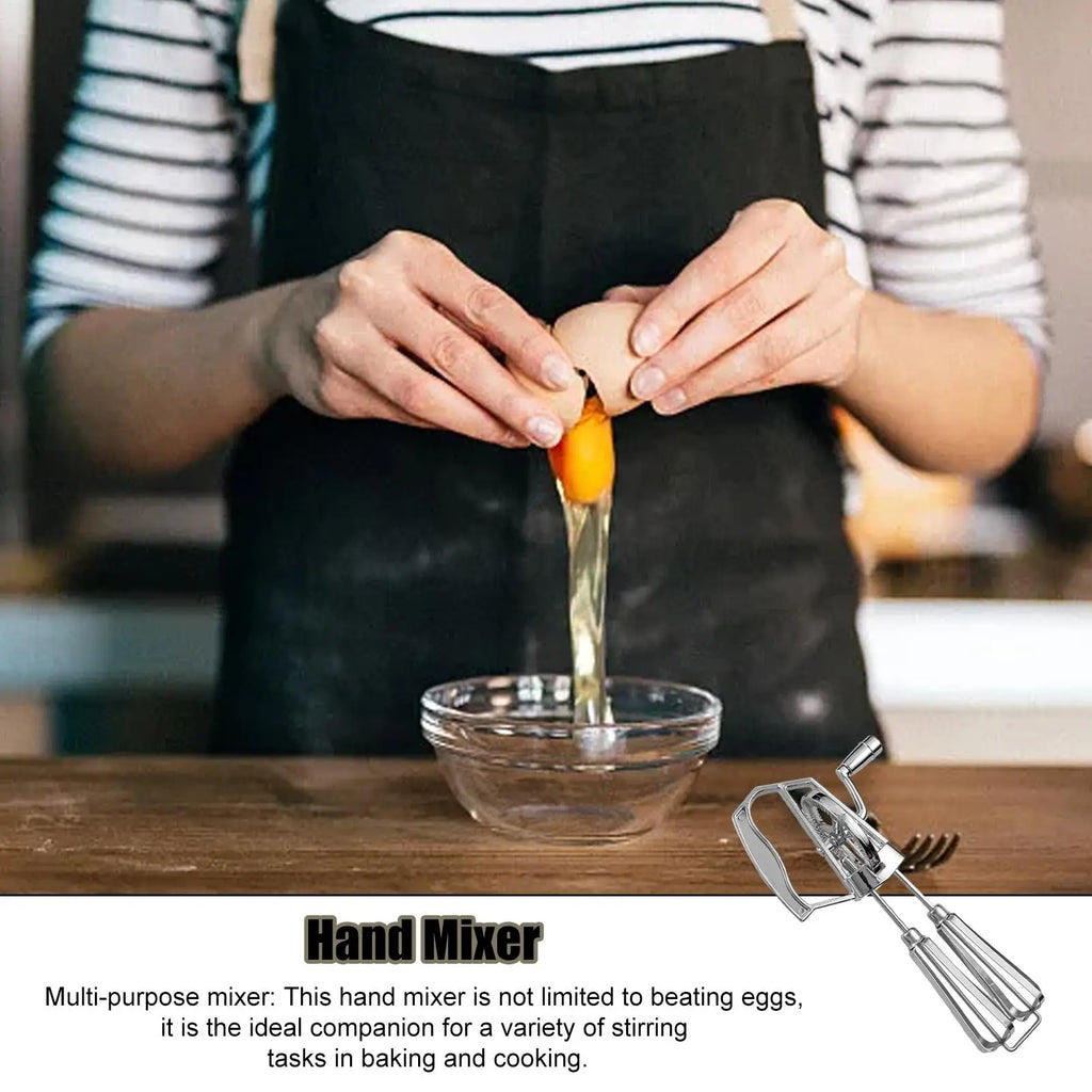 Manual Hand Mixer Manual Stainless Steel Egg Whisk Multifunctional Dishwasher Safe Egg Beater Portable Egg Mixer for Baking Qme