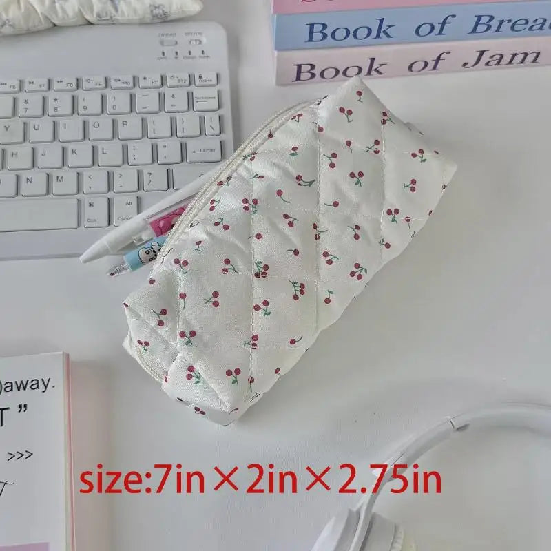 Cute Butterfly Knot Cherry Blossoms Pencil Case Large Capacity Qme A5