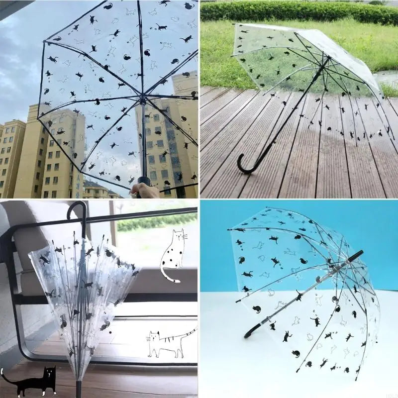 Lightweight Umbrellas Lovely Pattern Water Resistant Clear Rain Gear Qme