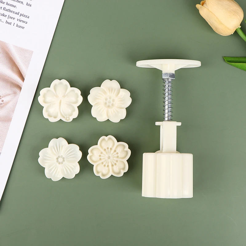 Cherry Blossom Mooncake Mold DIY Mid-autumn Festival Hand Press Qme