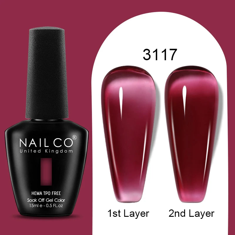 Nailco Jelly Gel Nail Polish Transparent Varnishes 44 Colors Red Pink