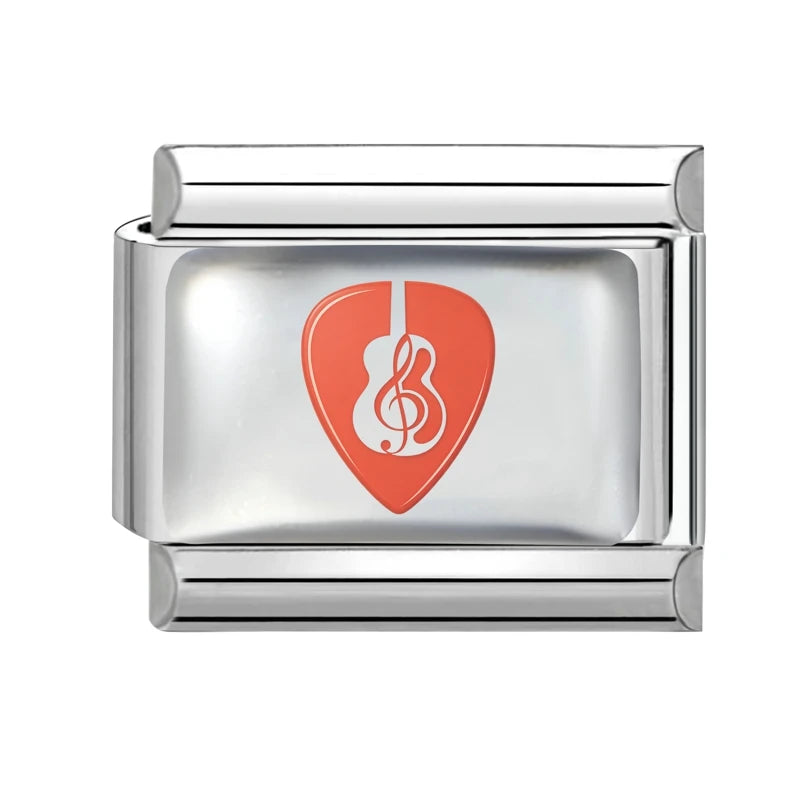 Women Musical Elements Note Guitar Electric Accordion Guitar Charm Italian Links Fit 9mm Stainless Steel Bracelet Making Jewelry Qme Style 6