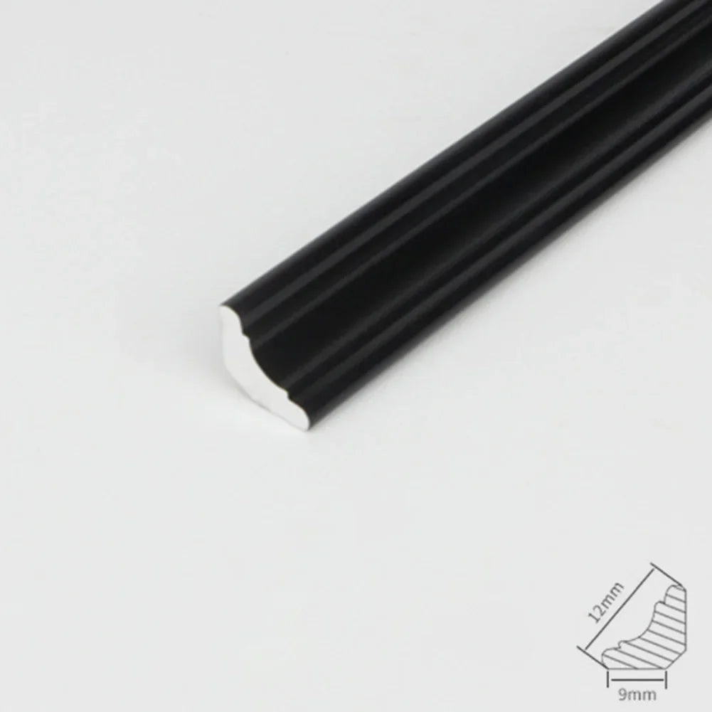 1Meter Wall Trim Line Self-Sticker Wall Skirting Decor Strip Tile Edge Waist Line 3D Wall Stickers Corner Home Wall Decor Qme Black