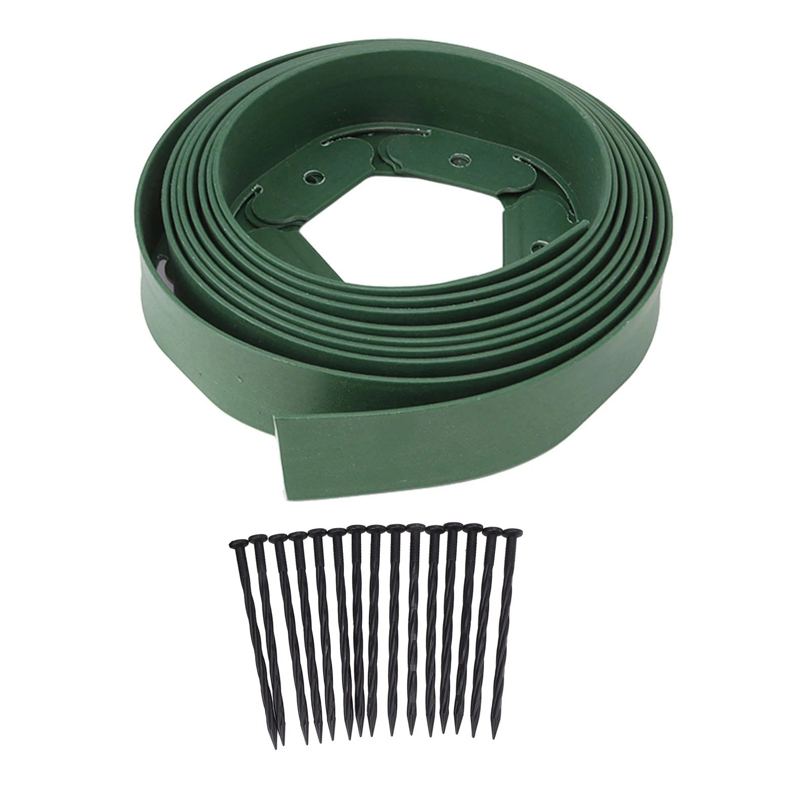 Landscape Edging Kit PE Lawn Edging Border with 15 Spikes Flexible Garden Border for Flower Beds Lawn Landscaping Qme green