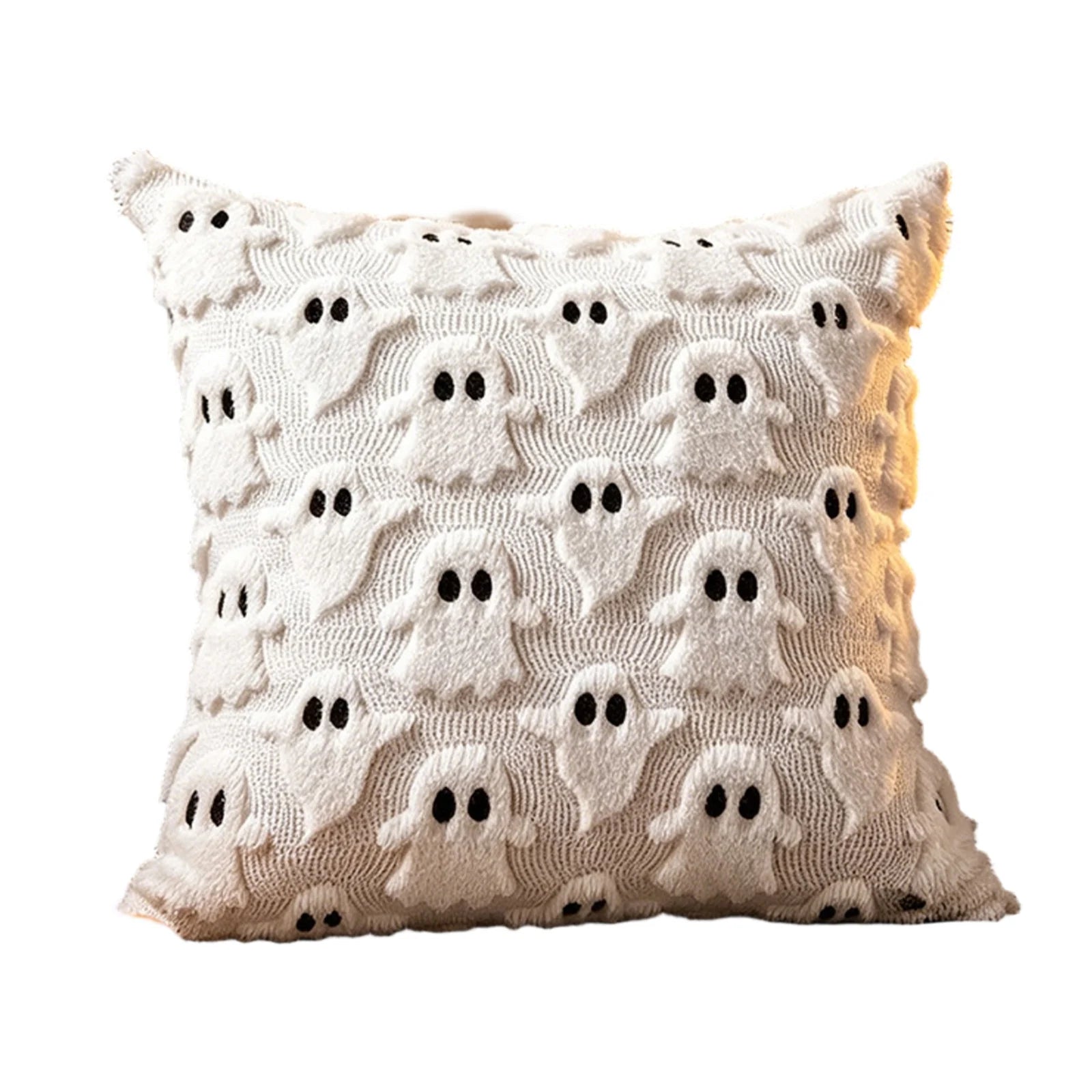 Halloween Ghost Pumpkin Square Throw Cover 45*45cm Holiday Party Home Store Decorative Cushion Case Without Insert Qme White 66×66cm