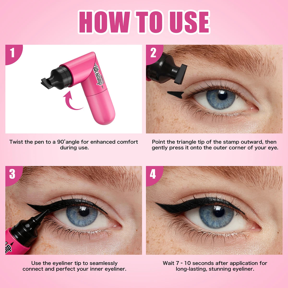 Dual-ended Stamp Eyeliner Waterproof Sweatproof Smudge Proof Quick Dry Liquid Eyeliner Natural Long Lasting Eye Makeup Cosmetics Qme