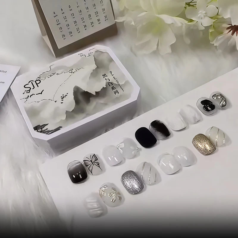 9-grid Black White 3D Solid Nail Polish UV Embossed Painting Gel Qme