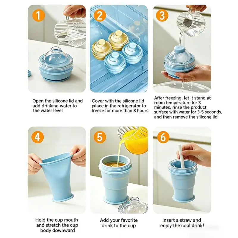 2026Food-Grade Silicone Ice Maker Mold Summer Outdoor Travel Tumbler Qme