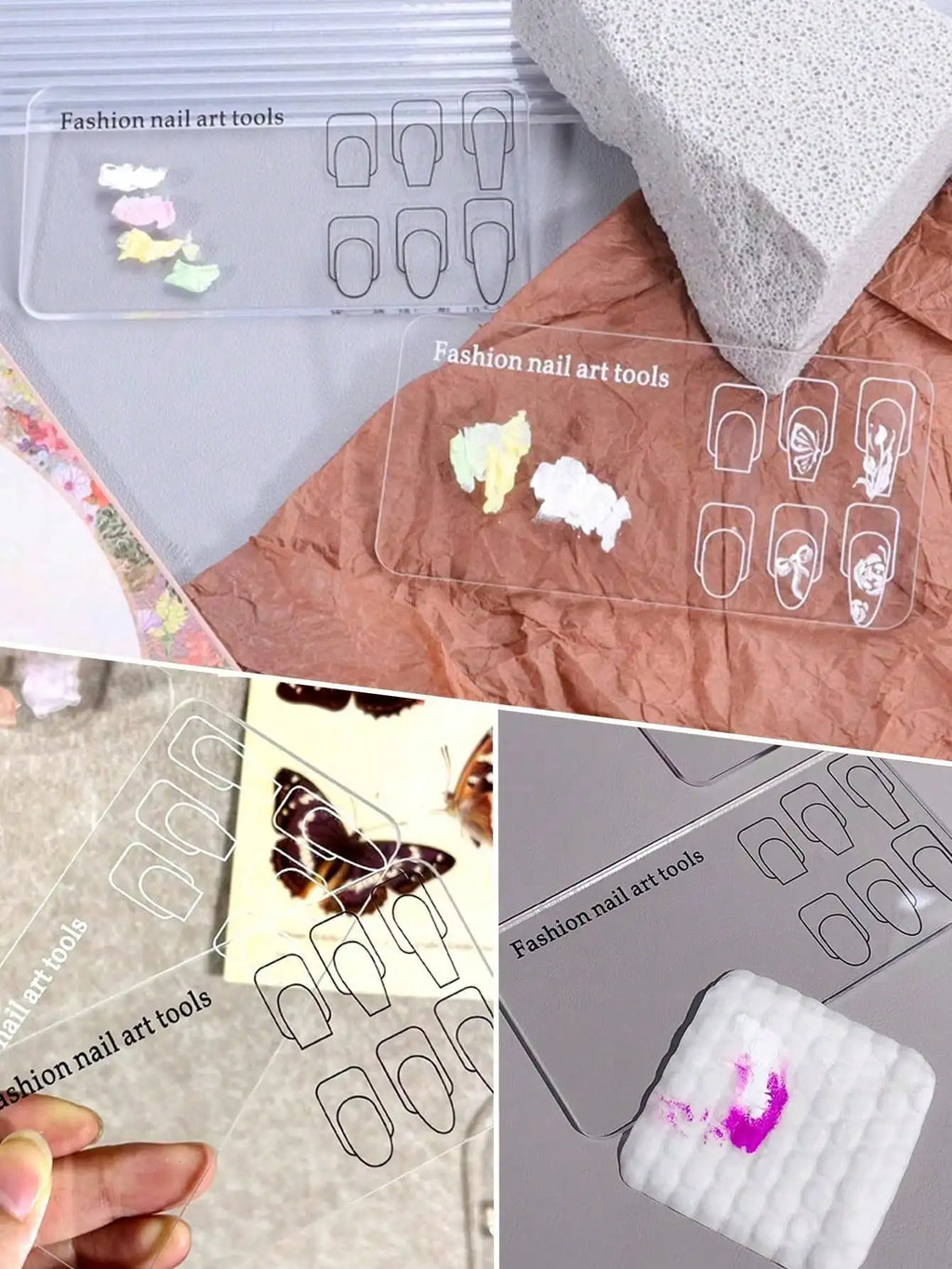 Nail Art Practice Palette Transparent Reusable Stencils Beginners Qme