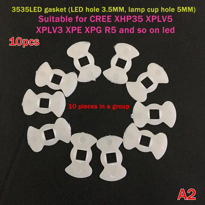 10Pcs Plastic LED Insulation Gasket Stator Spacer For 3535 5050 7070 L2 XPL XPG 50 70 Series LED Emitter Diodes Electronic Qme A2