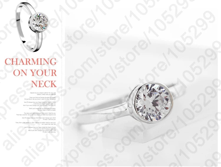 Simple Round Cubic Zirconia Jewelry Women Trendy 925 Sterling Silver Color Rings for Female Wedding Bridal Anillos Hot Sale Qme