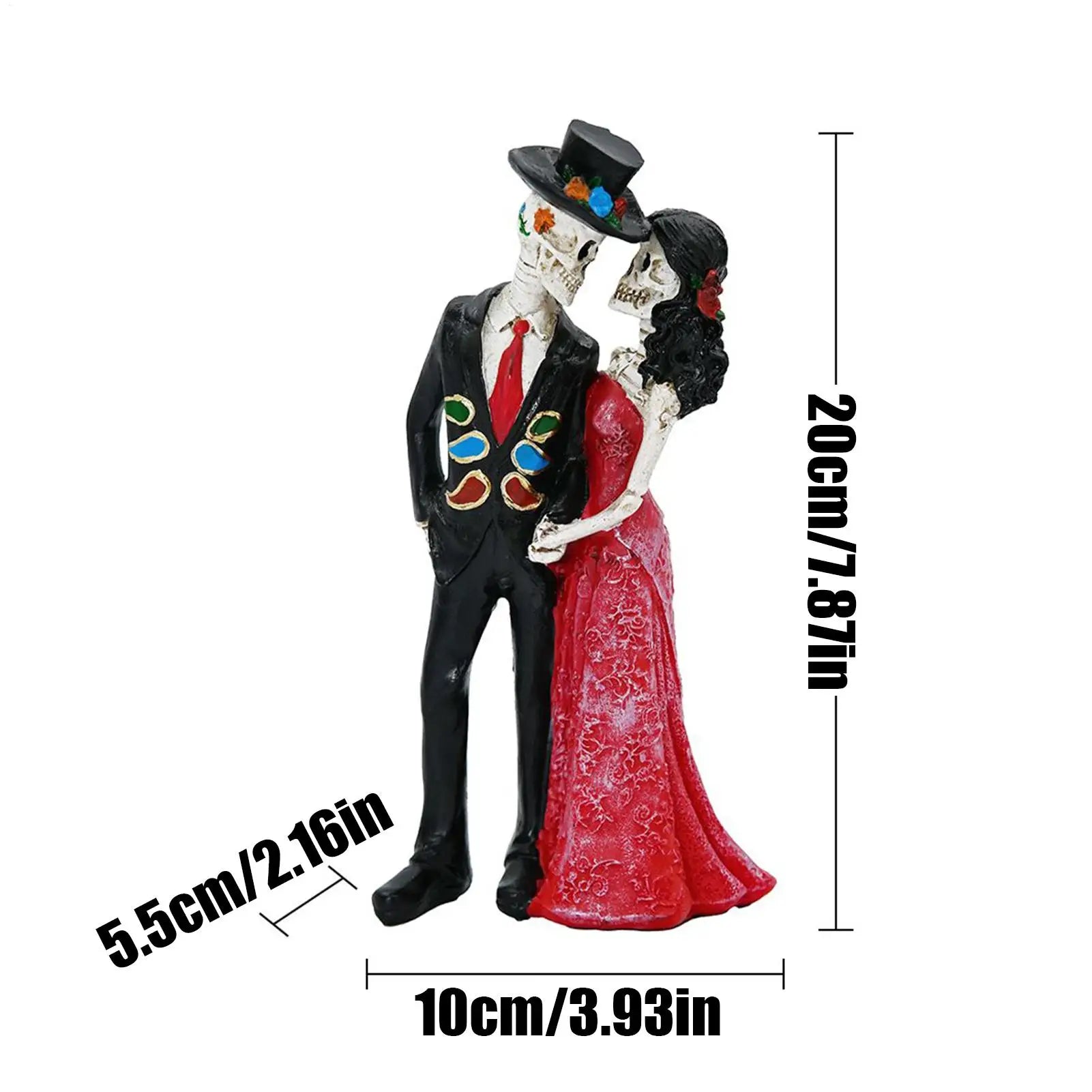 Skeleton Statue Gothic Resin Halloween Skulls Sculpture Bride Groom Qme