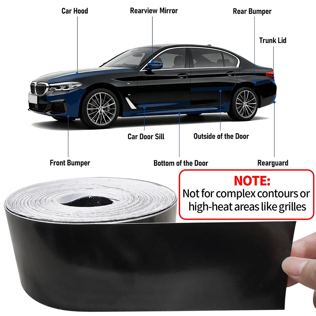 3/5/7/10CM Glossy Black Vinyl Wrap Stripes Window Trim Film Car Interior Pillar Decals Stickers for Vehicle Qme