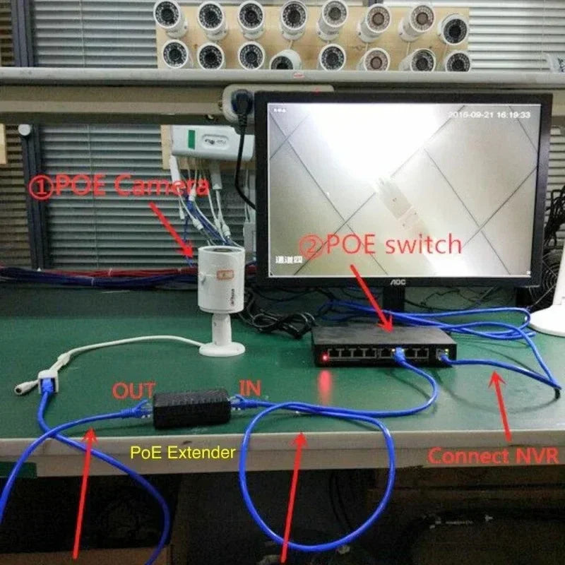 Passive 1 Port POE Ethernet Extender / Repeater for CCTV IP Cameras about 120 meters (max) under standard CAT5 Transmission Qme
