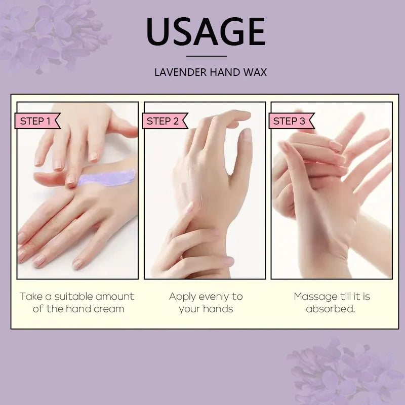 Lavender Moisturizing Hand Wax Mask, Hypoallergenic, for Hands and Feet, Smooths Skin, Gentle Cleansing Hand Mask, Brightens Hand Skin Qme