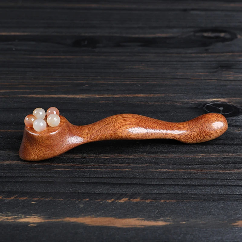Gua Sha Facial Massage Tool Sandalwood Eye Face Massager Five-bead Qme