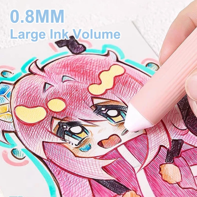 60 Cartoon Ballpoint Pens Soft Grip Press Multicolor Writing Pen Qme