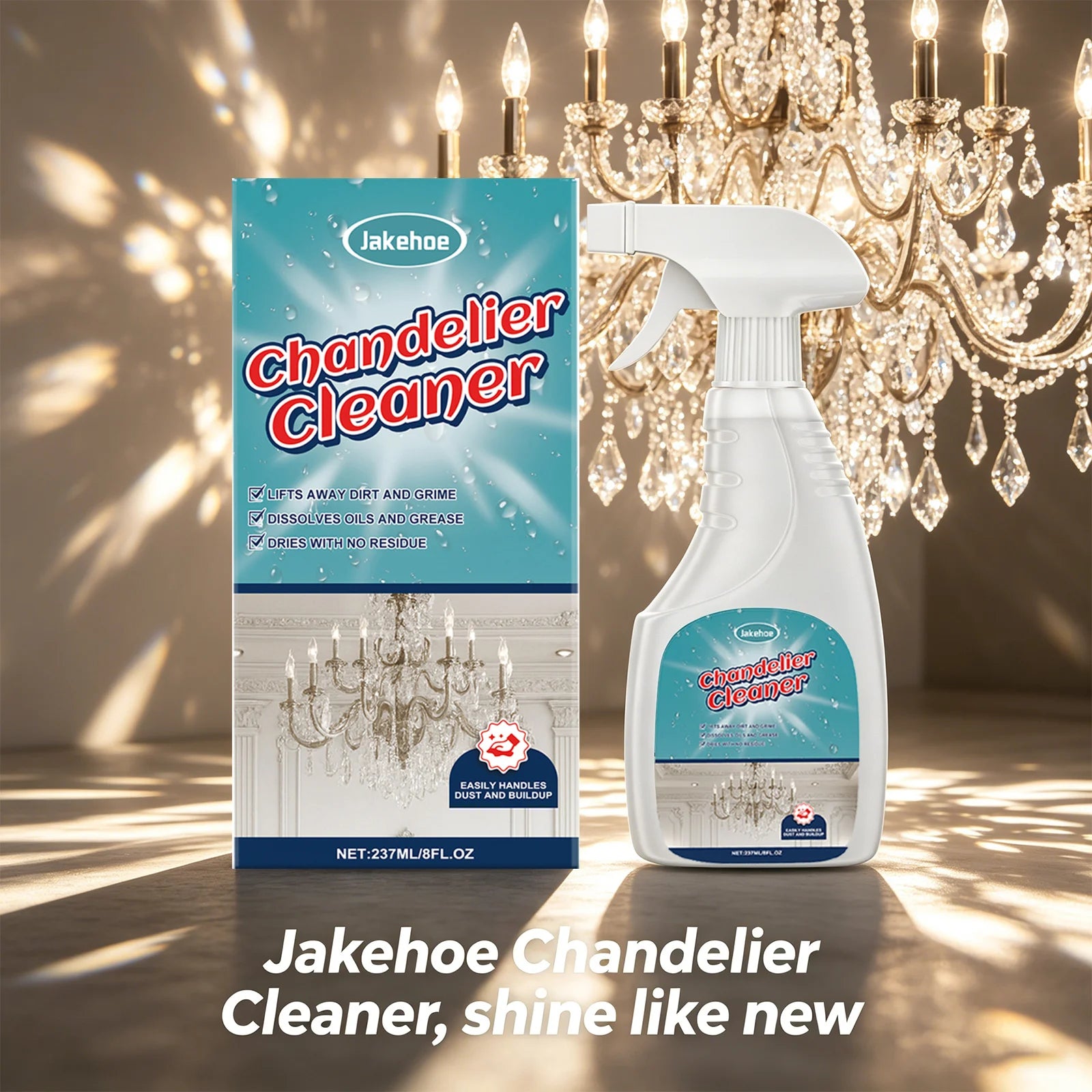 Chandelier Cleaning Spray Removing Dust Grime & Grease Restores Shine Polishing Household Crystal & Glass Light Fixture Cleaner Qme