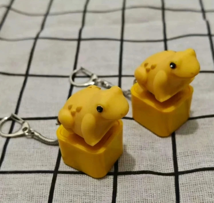 Rechargeable Croaking Frog Keyboard Fingertip Button Keychain LED Qme