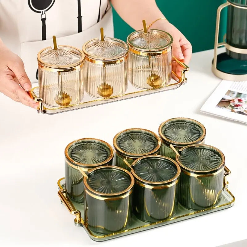 Seasoning Jar With Spoon Household Kitchen Exquisite Seasoning Bottle Storage Jar Qme