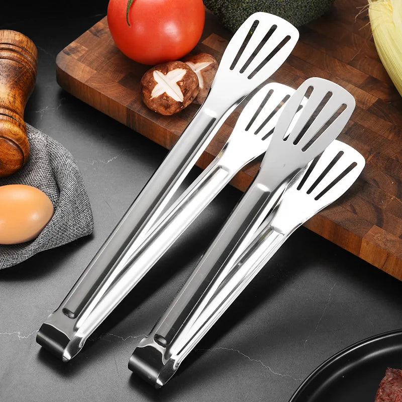 Stainless Steel Food Tongs Barbecue Tongs Meat Salad Steak Food Serving Clip Tweezers Long BBQ Cooking Tongs Kitchen Utensils Qme