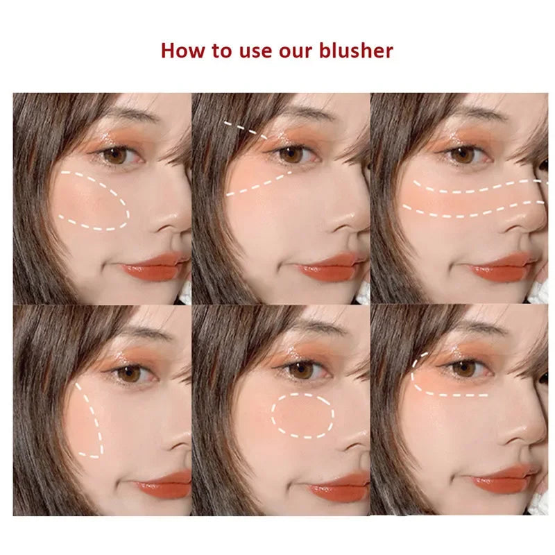 New 6 Colors Blush Makeup Palette Mineral Powder Red Rouge Lasting Natural Cream Cheek Tint Orange Peach Pink Blush Cosmetic Qme