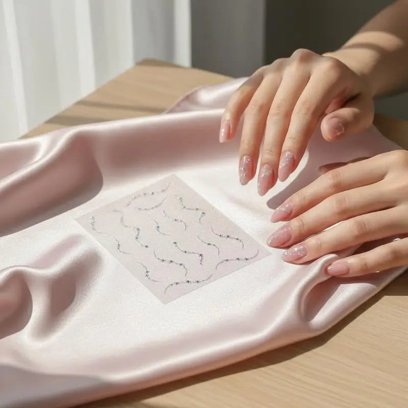 Luxury Stars Chain Nail Stickers Holography Gold Silver Wavy Star Qme