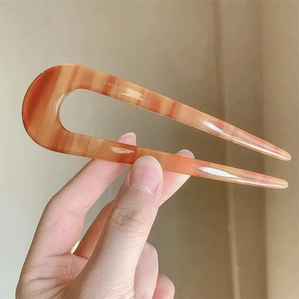 U Shaped Hair Stick Vintage French Hair Pin Women Acetate Hair Accessories DIY Retro Hairstyle Tool New Hair Clips 2025 New Qme type2