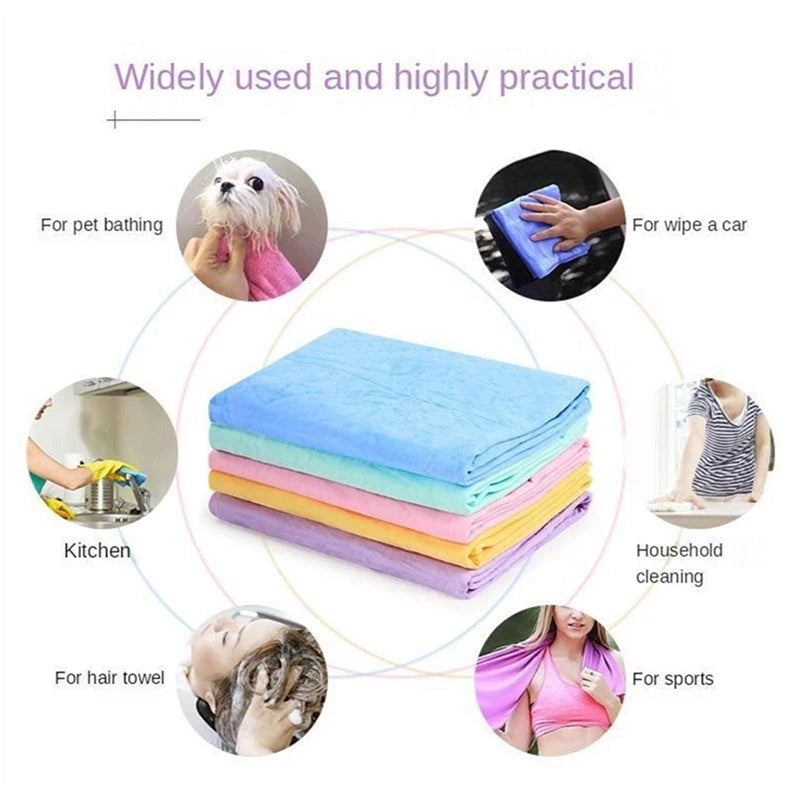 Pet Grooming Towel Soft Dog Suede Fabric Bath Absorbent Qme