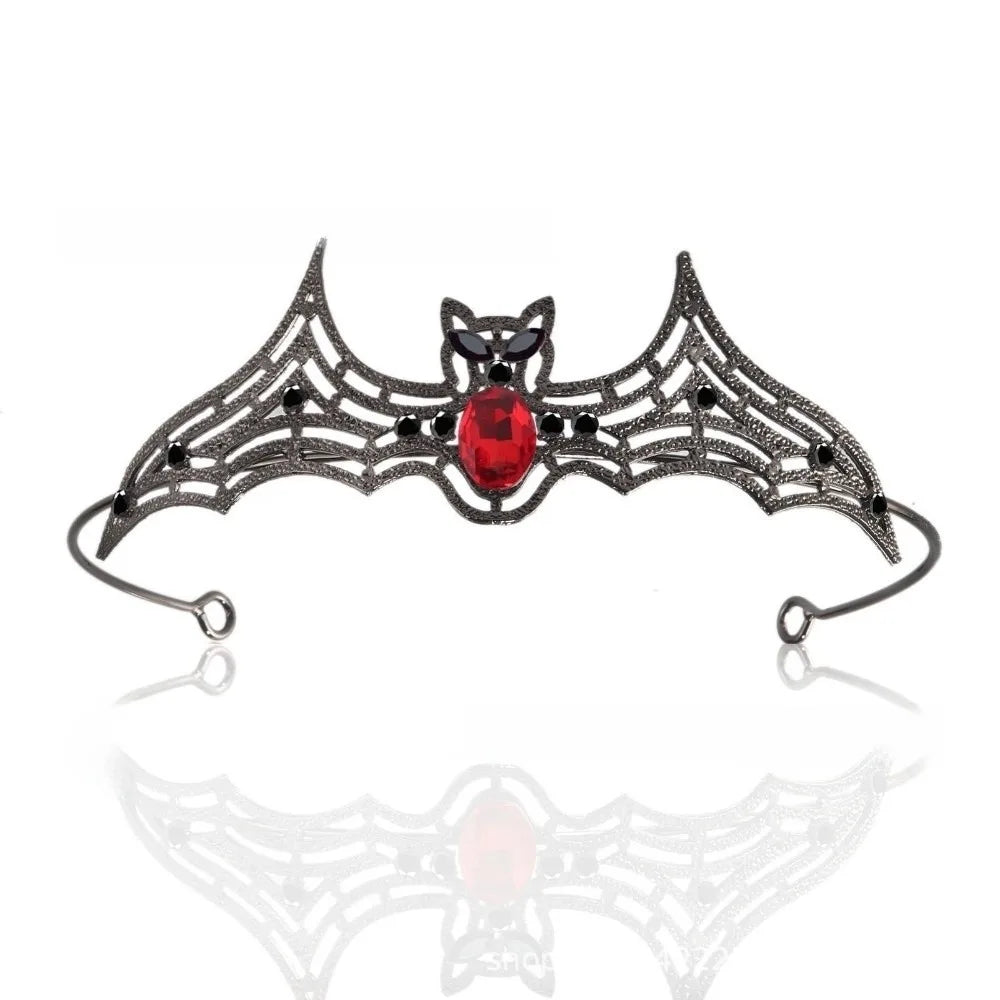 Simple Metal Halloween Bat Hairband Sparkling Multicolor Rhinestone Crowns Cosplay Props Dark Halloween Tiara Ladies Qme Style 2