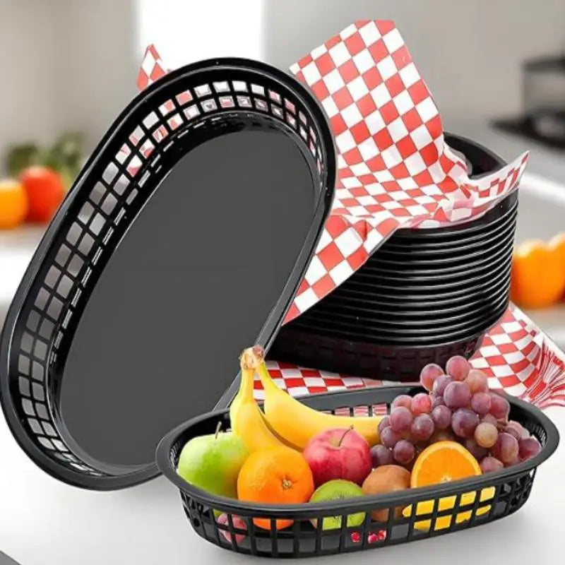 Bread Serving Tray Basket Food Plastic Fast Burger Fries Chicken Dog Qme 4
