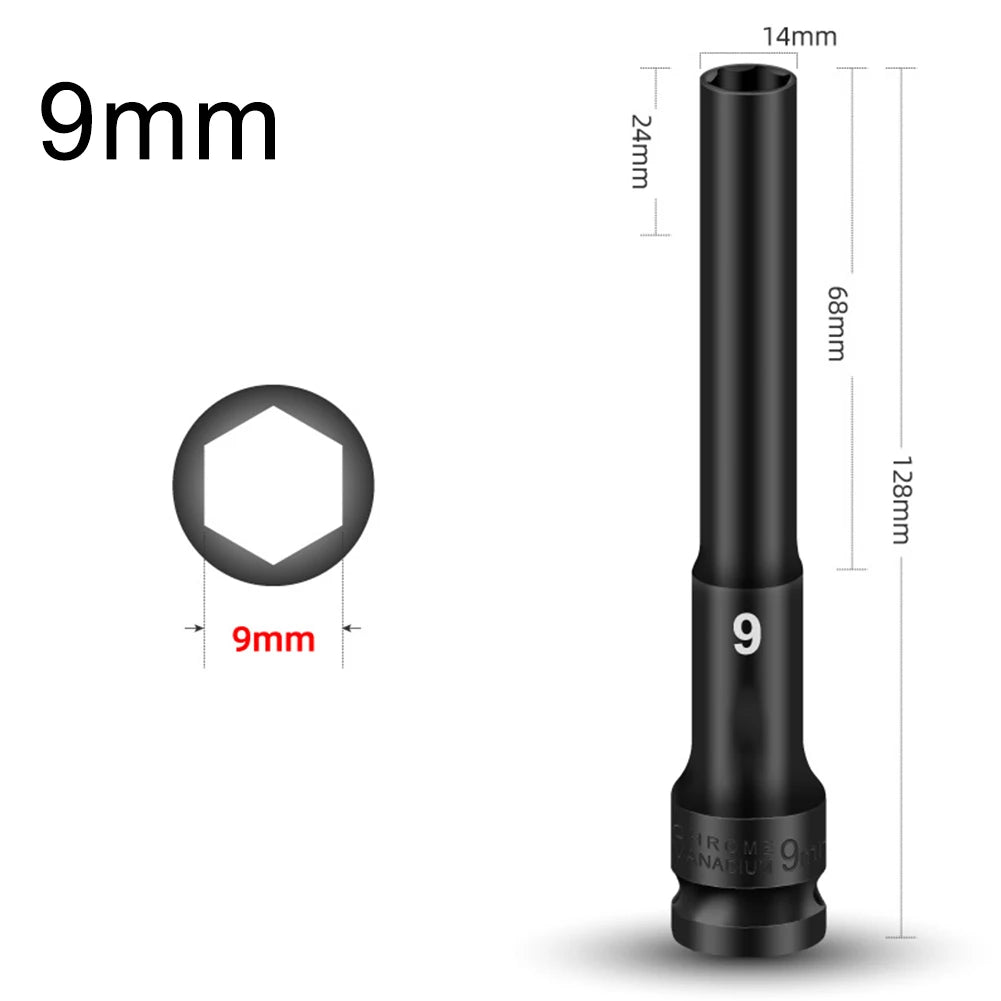 1/2 Drive Socket Wrench Hex Socket Head 8-24mm Adapter Spanner Converter Replacement Parts Tire Removal Tools Accessories Qme 9mm