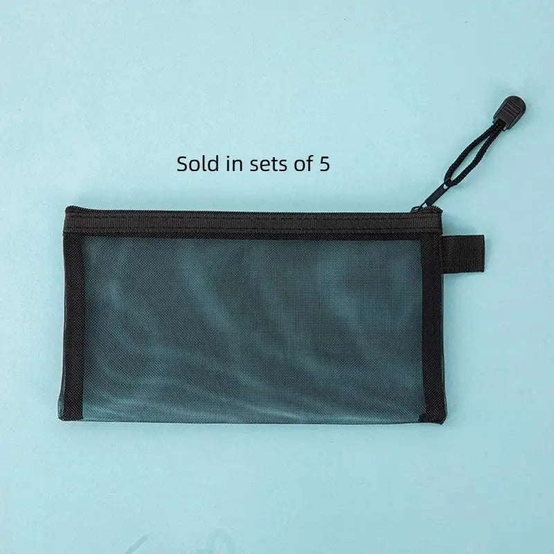 Mesh Pencil Pouches Transparent Design Durable Zip School Office Exam Qme E
