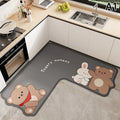 L-shape Absorbent Kitchen Floor Mat Long Diatomite Rug Soft Washable Qme A1