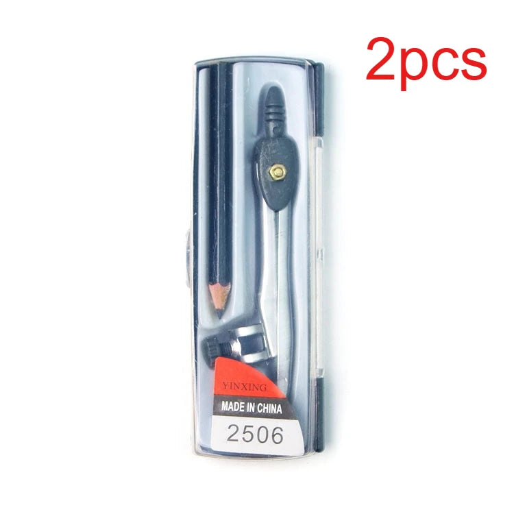 Professional Compass Metal Compass with Pencil and Storage Bag for Geometry, Precision Qme 2pcs