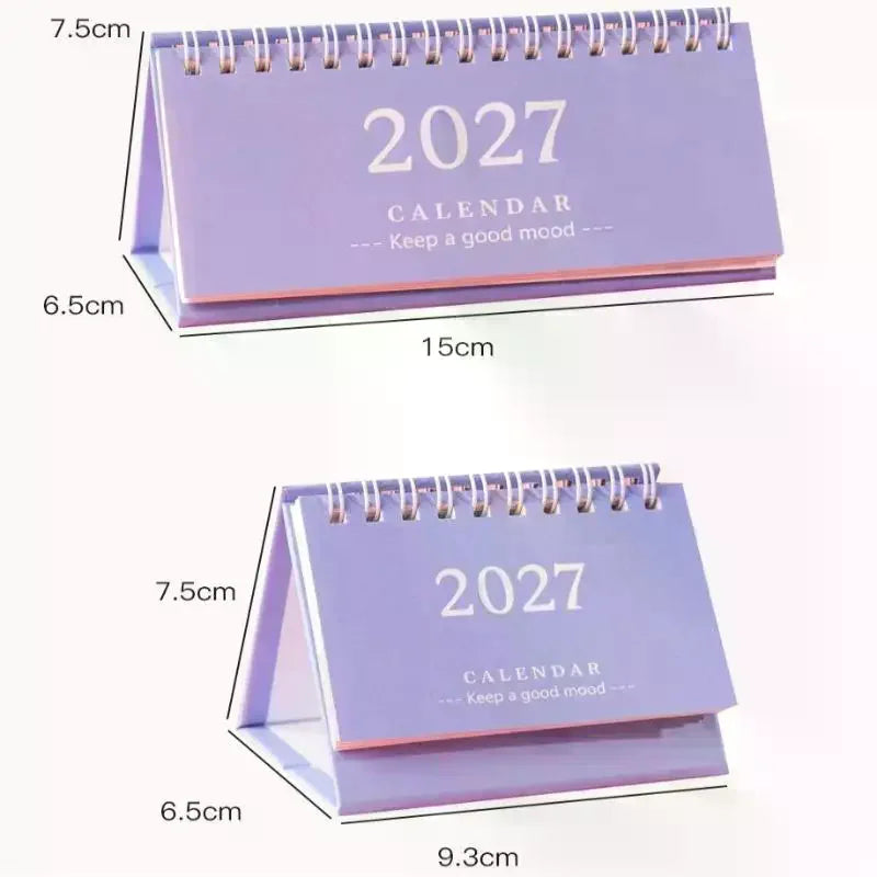 2027 Mini Standing Desk Calendar Coil Flip Monthly Planner Compact Qme