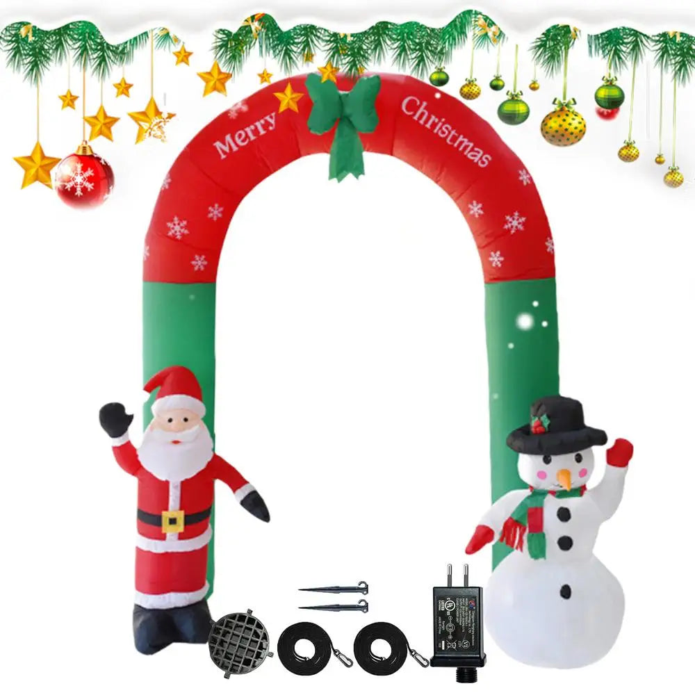 Merry Christmas Arch 7.87ft Santa Snowman Lighted Decoration Christmas Decor Arch Inflatables For Outdoor Garden Yard Pathway Qme EU China Mainland