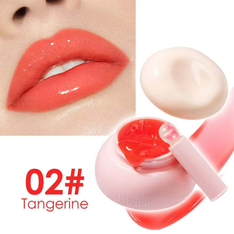 Long-lasting Moisturizing Solid Lip Jelly Red Tinted Lip & Cheek Jam Lip Balm Smooth Gloss Jelly LipGloss Water Light Lipsticks Qme 02