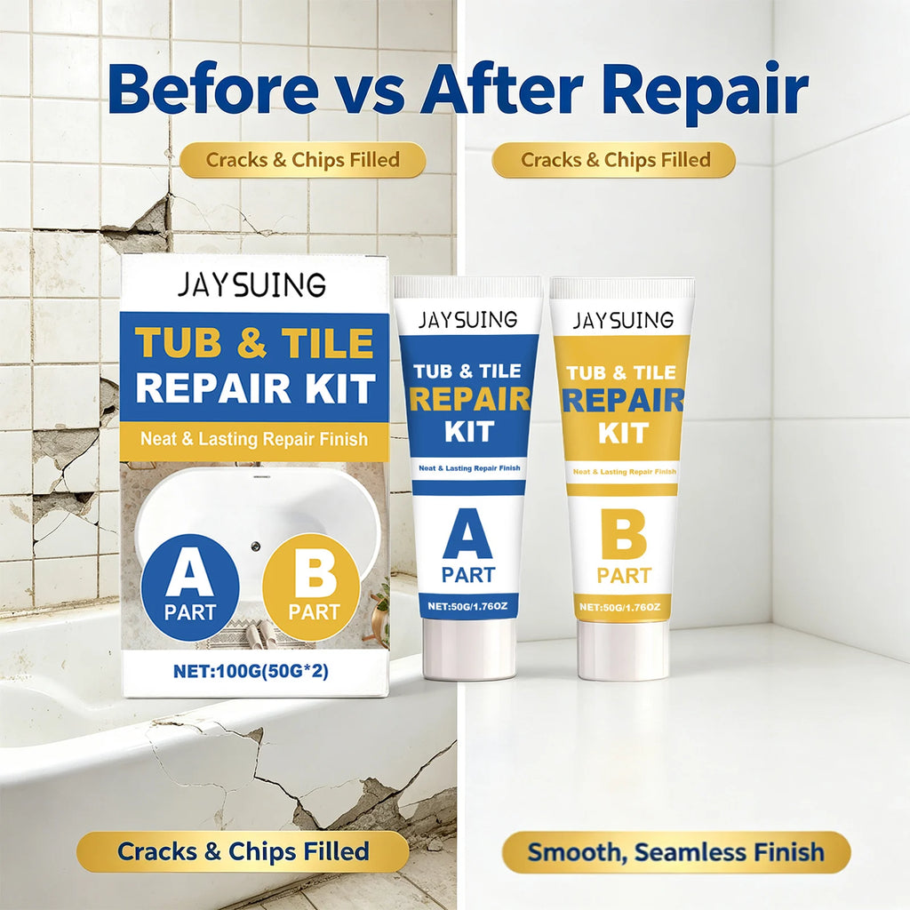 Tub & Tile Repair Kit Repair Damaged Tile Bathtub Fill Cracks Waterproof Stain-Resistant Ceramic Marble Crack Filler Sealing Set Qme