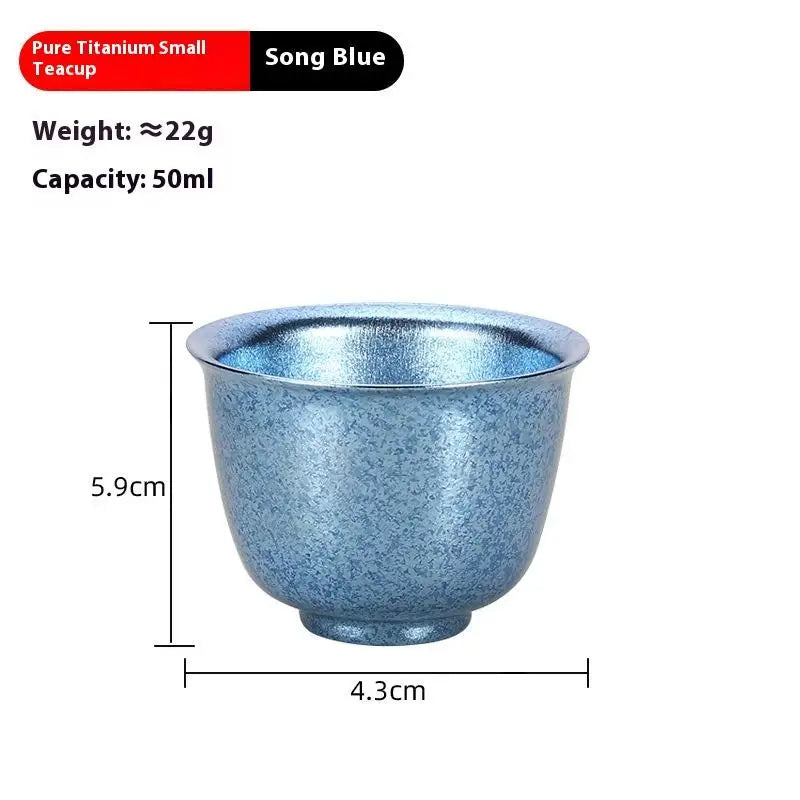 Pure Titanium Small Tea Cup Coffee Outdoor Portable Camping Tableware Qme 1 Blue