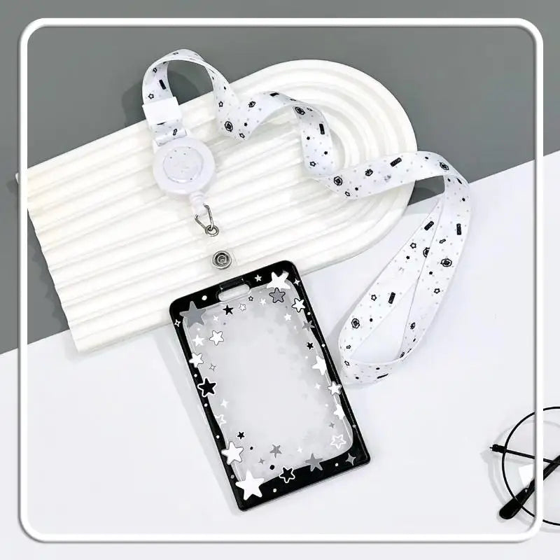 Star Sliding Cover Card Holder Transparent Portable ID Protector Kpop Qme A3